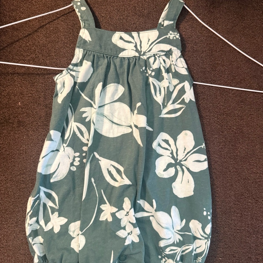 Carter's Green Floral Romper